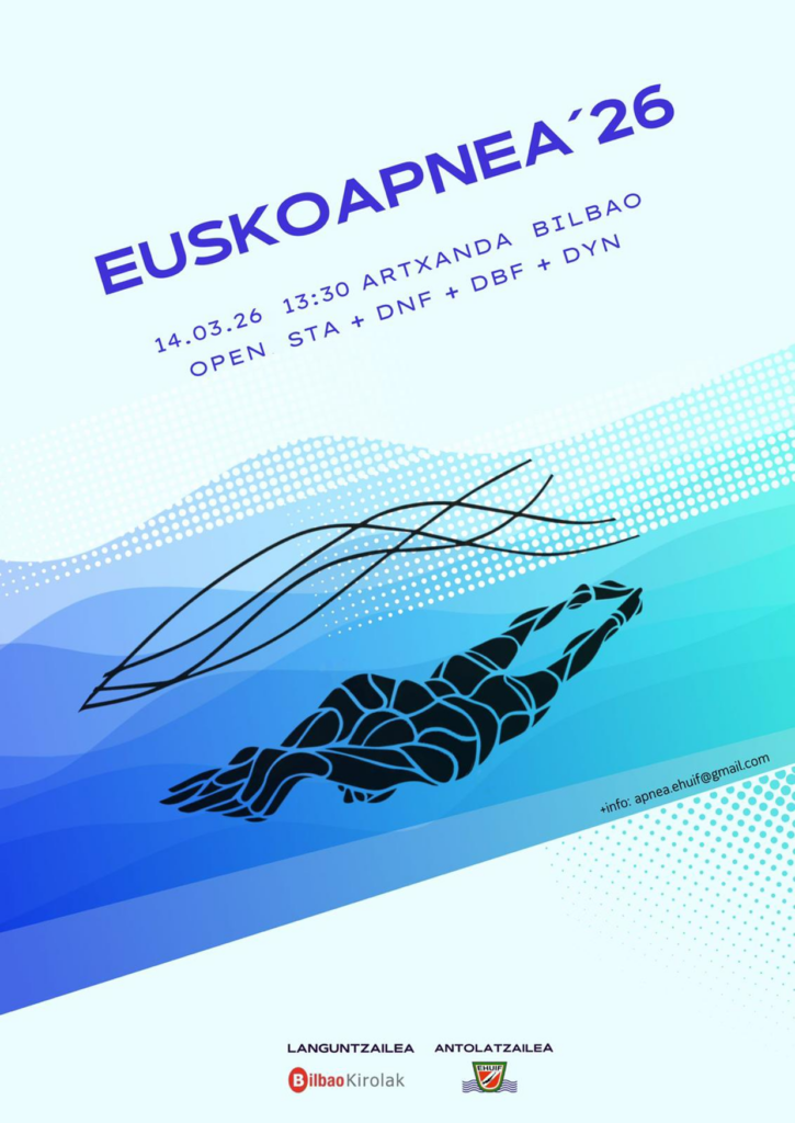 Cartel oficial del Euskoapnea 2026: 14 de marzo, 13:30, Artxanda (Bilbao)