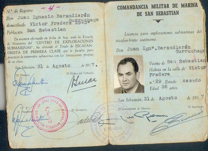 Licencia de la Comandancia Militar de Marina de San Sebastián